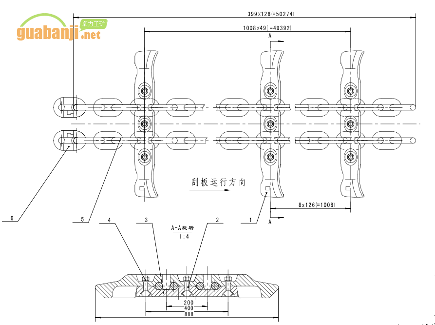 159S98/0108-1型刮板尺寸图